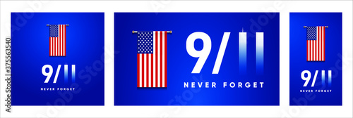 9/11 Patriot Day banner. USA Patriot Day card. September 11, 2001. We will never forget you. Vector design template for Patriot Day.