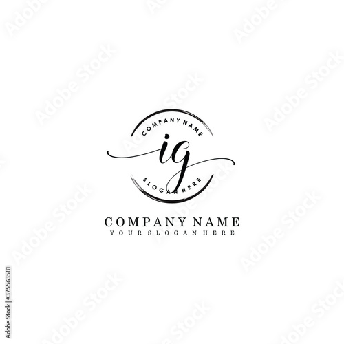 IG Initial handwriting logo template vector
