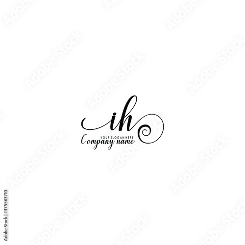 IH Initial handwriting logo template vector