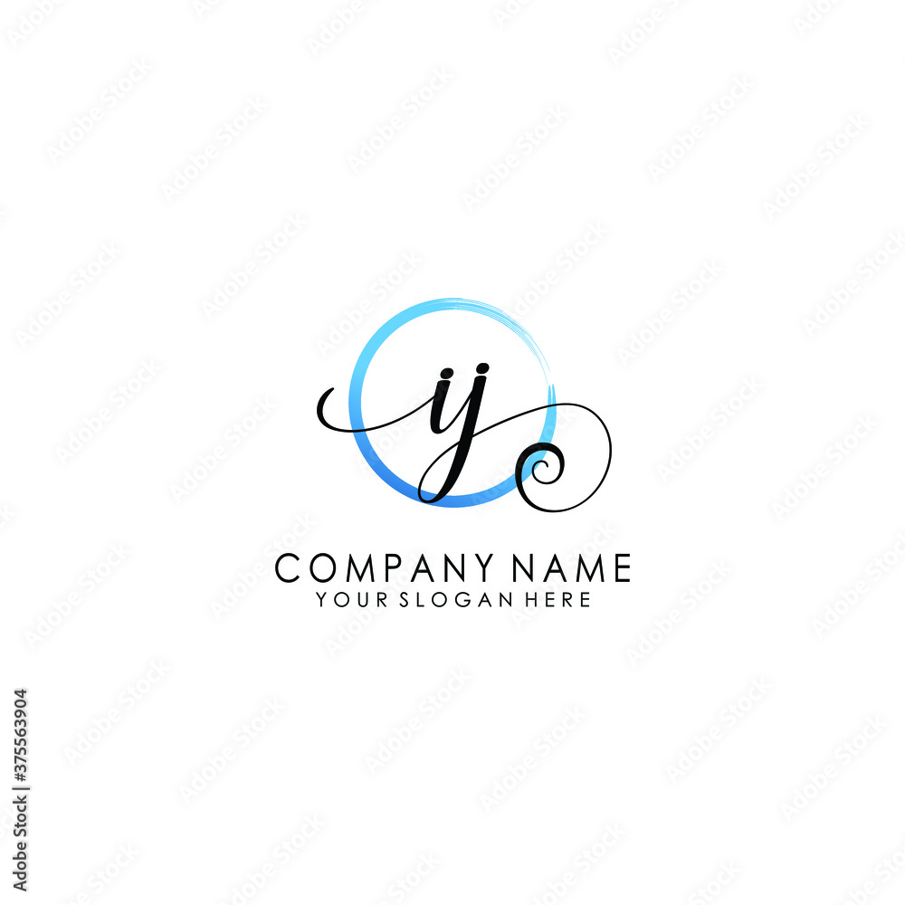 IJ Initial handwriting logo template vector IJ Initial handwriting logo template vector