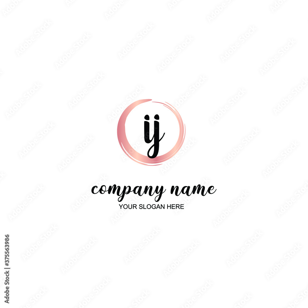 IJ Initial handwriting logo template vector
