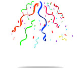 Colorful Confetti And Ribbon Falling On white Background. Vector.