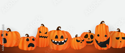 Halloween Party poster. Set pumpkins of Collection Scary and funny Carnival Background concept design