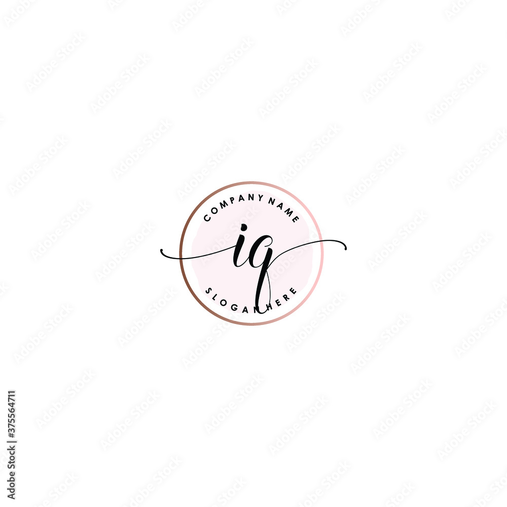 IQ Initial handwriting logo template vector IQ Initial handwriting logo template vector