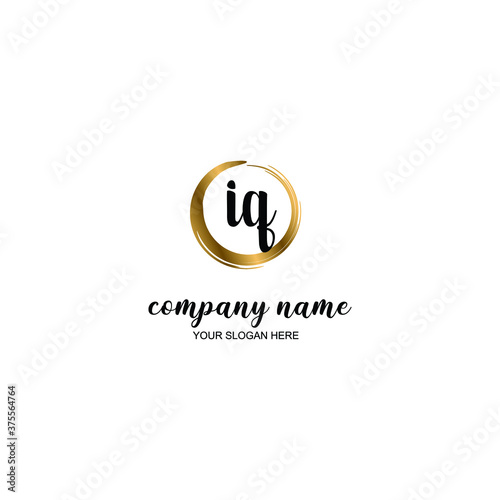 IQ Initial handwriting logo template vector