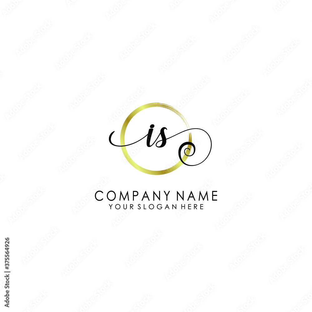 IS Initial handwriting logo template vector IS Initial handwriting logo template vector