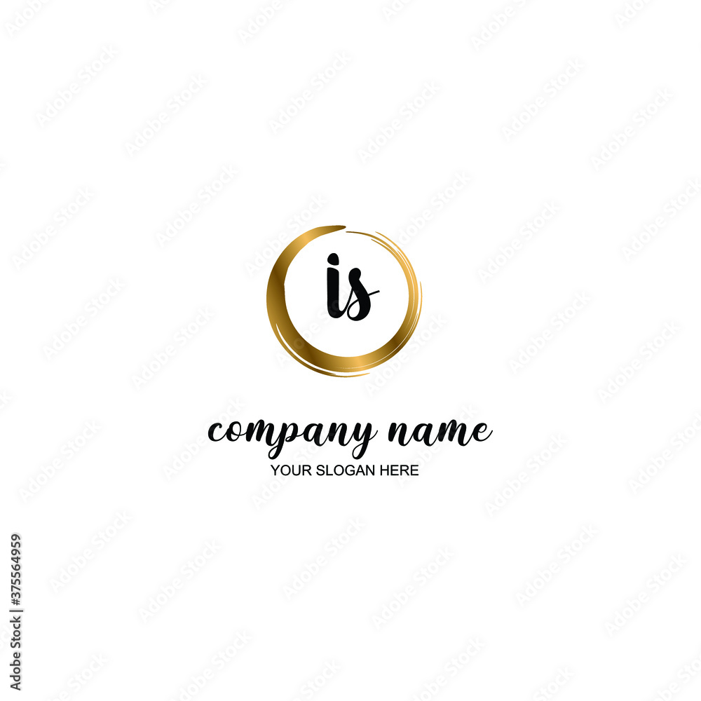 IS Initial handwriting logo template vector IS Initial handwriting logo template vector