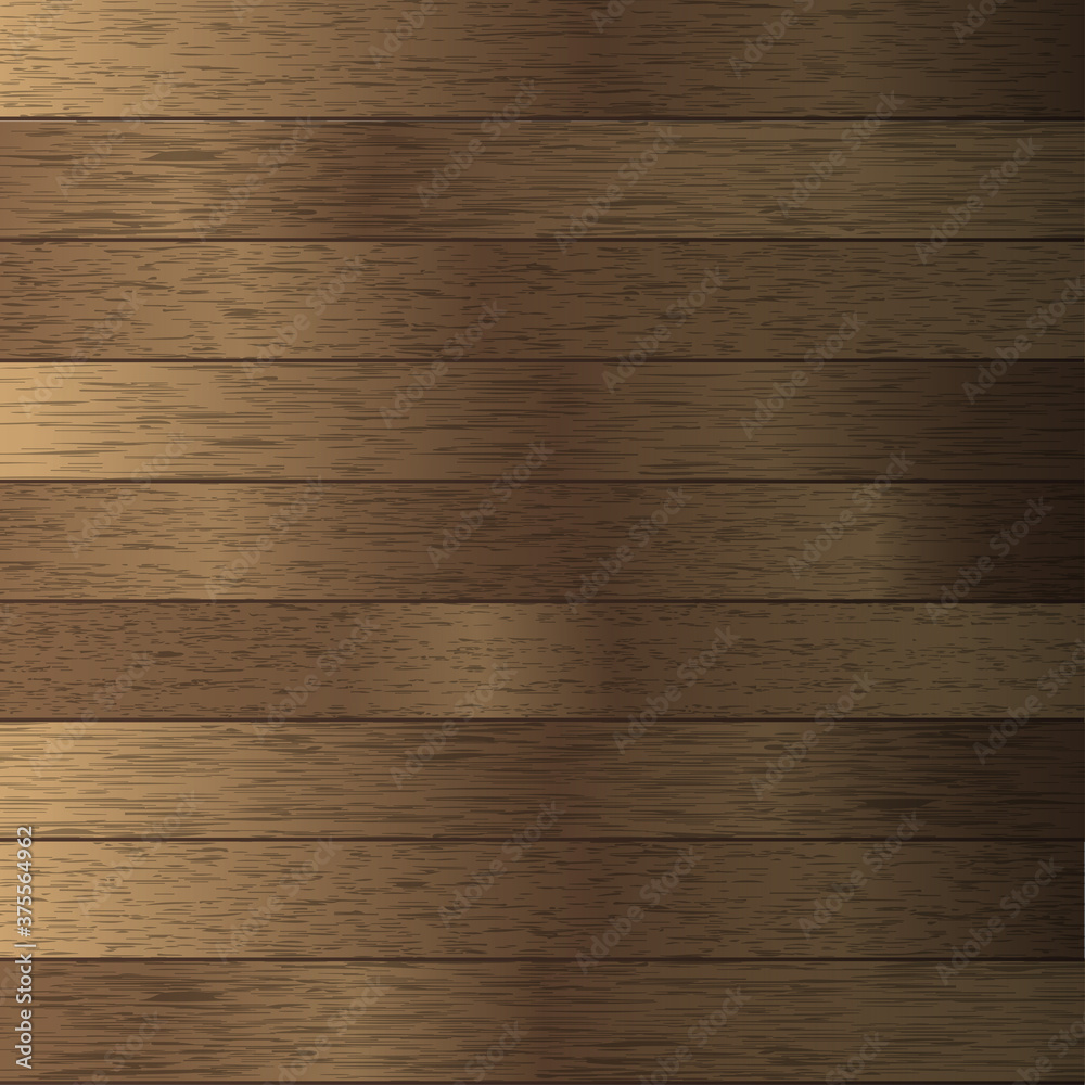 Fototapeta premium Brown wooden plank desk table. Top view.