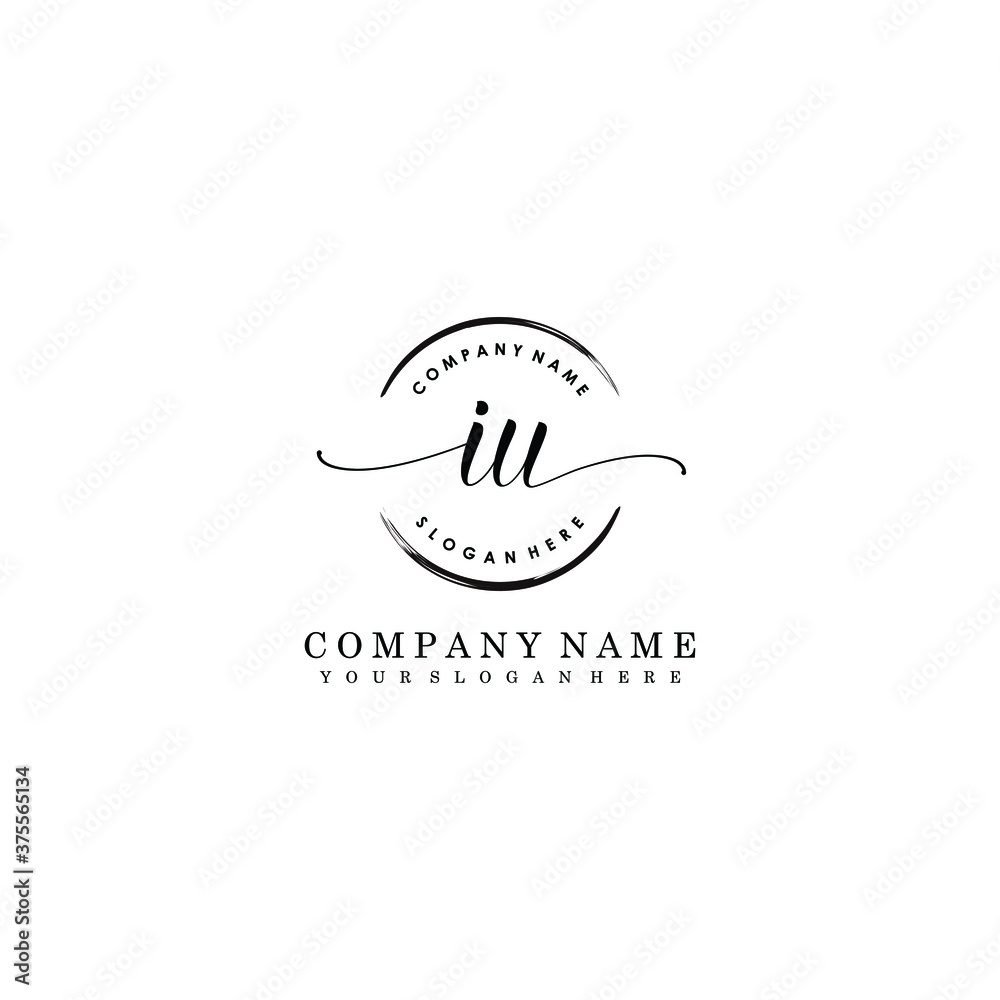 IU Initial handwriting logo template vector IU Initial handwriting logo template vector