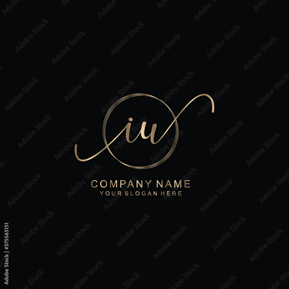 IU Initial handwriting logo template vector IU Initial handwriting logo template vector