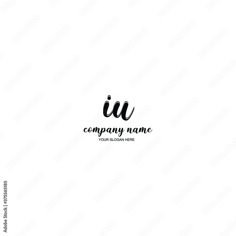 IU Initial handwriting logo template vector IU Initial handwriting logo template vector