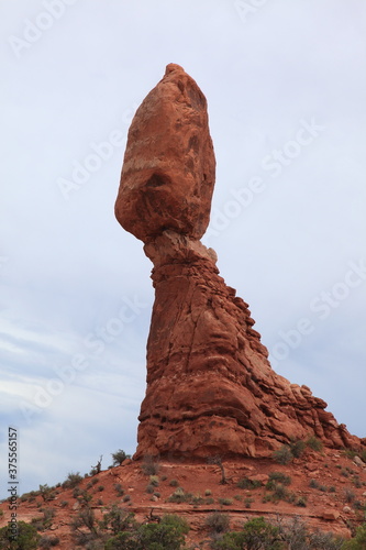 Scenic view of Balanced Rock at Arches National Park in Utah, USA