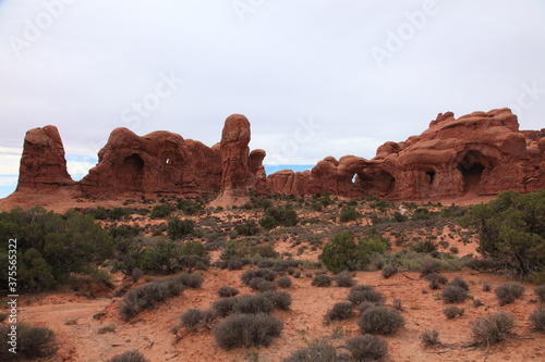 Scenic view of Double Arch at Arches National Park in Utah, USA