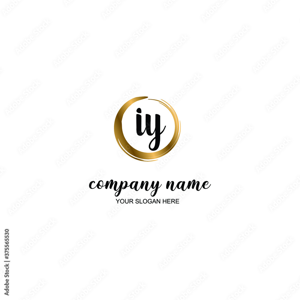 IY Initial handwriting logo template vector IY Initial handwriting logo template vector