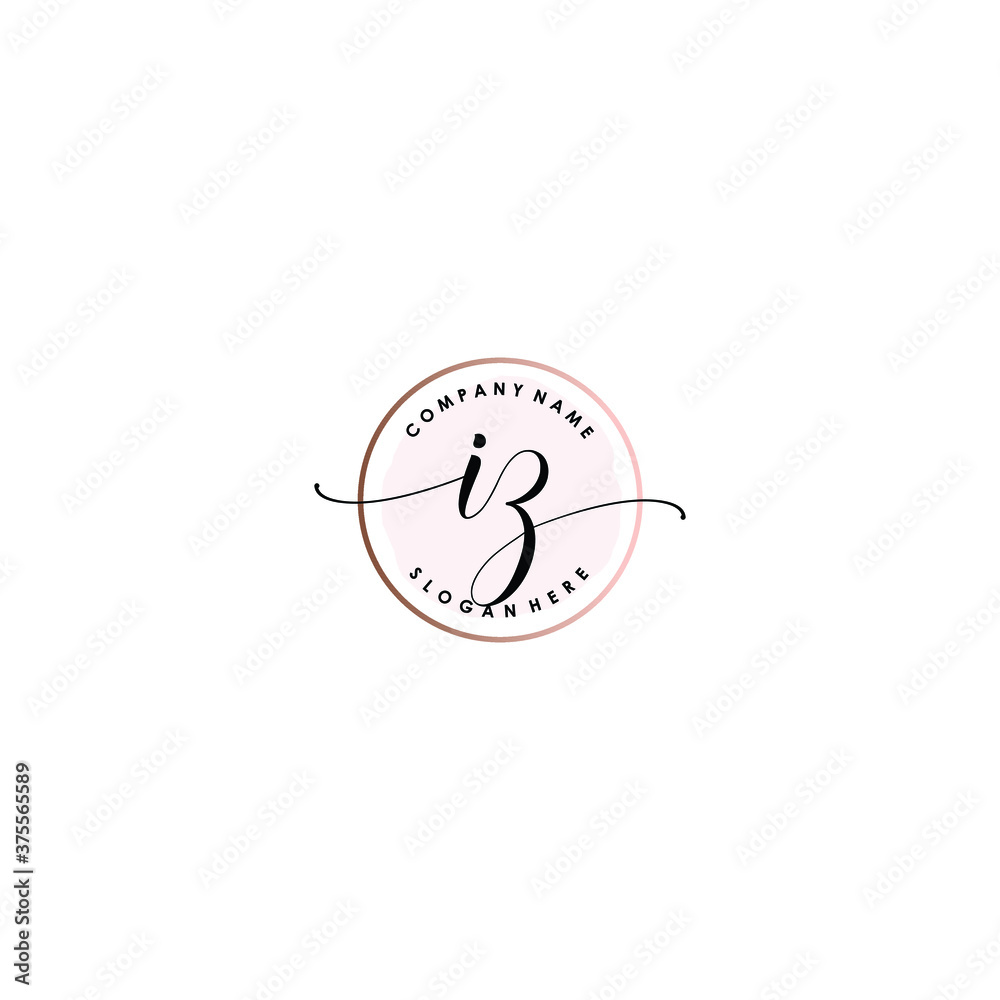 IZ Initial handwriting logo template vector