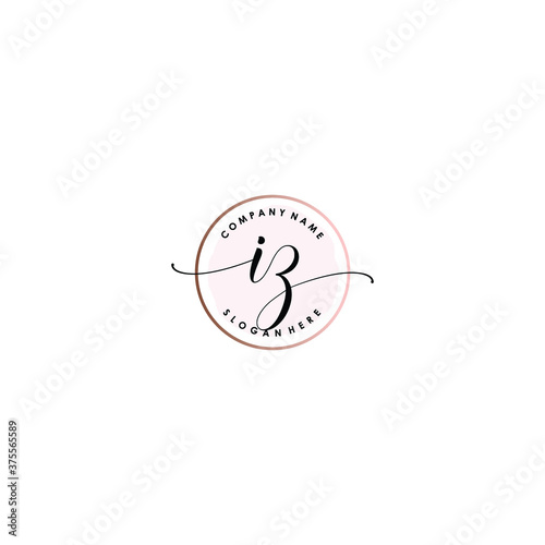 IZ Initial handwriting logo template vector