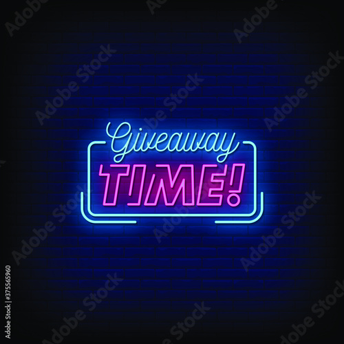 Giveaway Time Neon Signs Style Text Vector