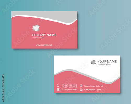 Simple business card template with wave design. Vector creative ilustration.	