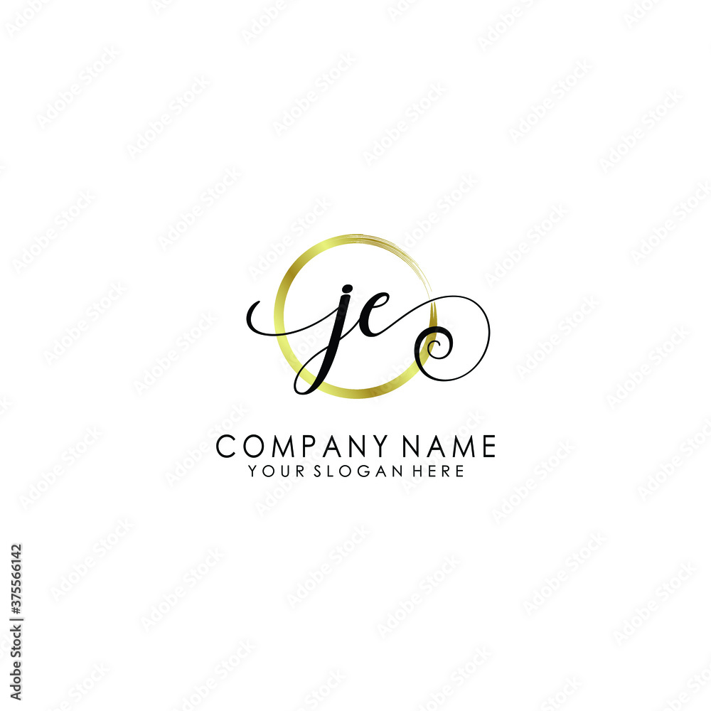 JE Initial handwriting logo template vector JE Initial handwriting logo template vector