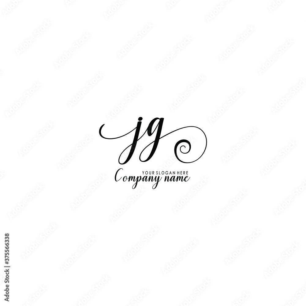 JG Initial handwriting logo template vector