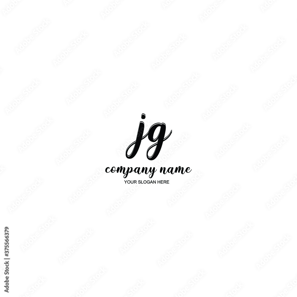 JG Initial handwriting logo template vector