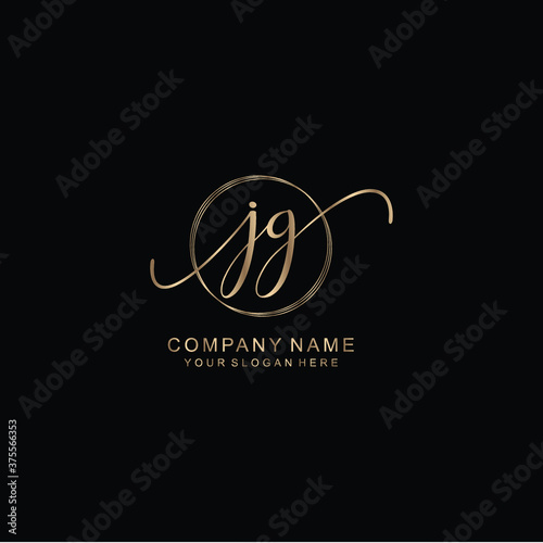 JG Initial handwriting logo template vector