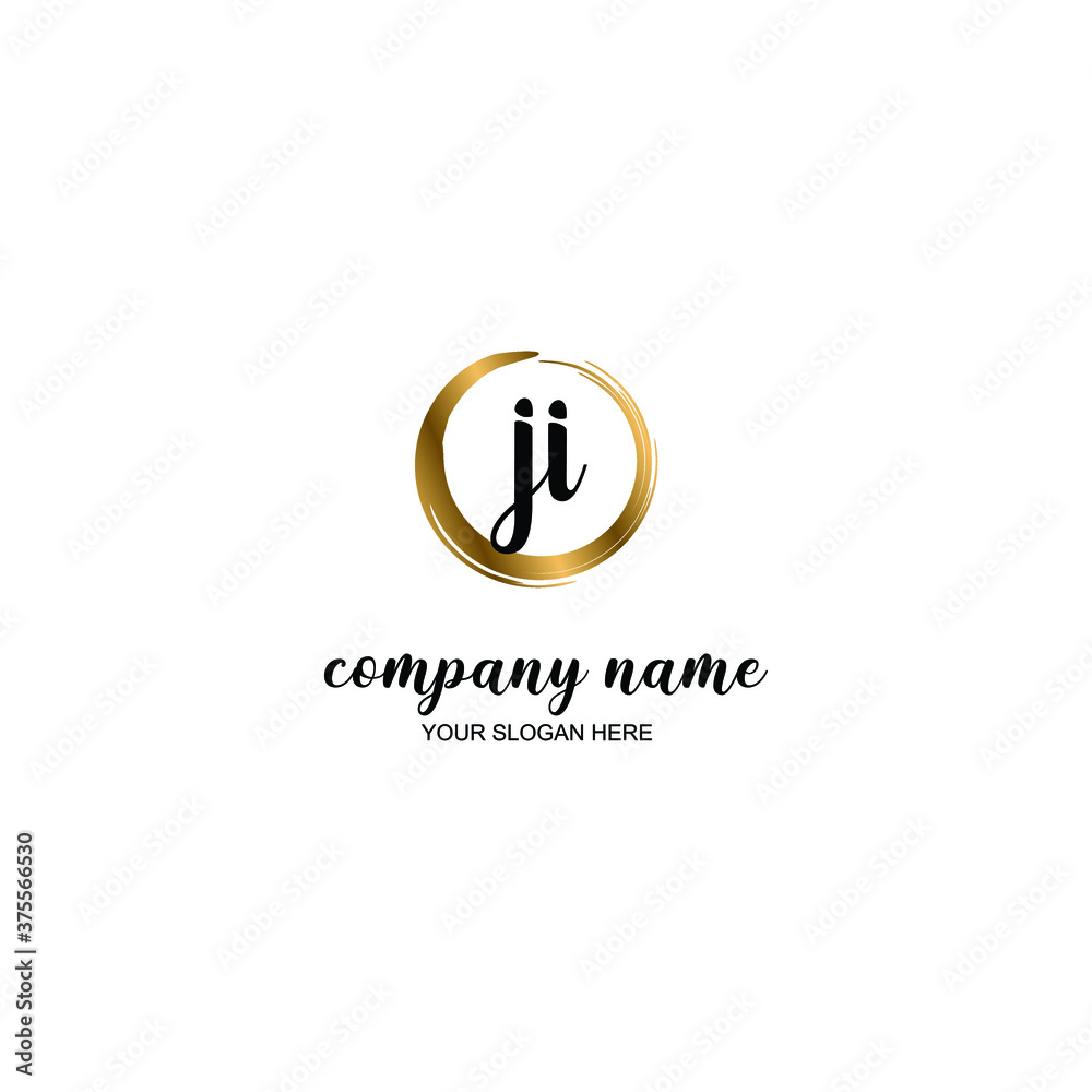 JI Initial handwriting logo template vector JI Initial handwriting logo template vector