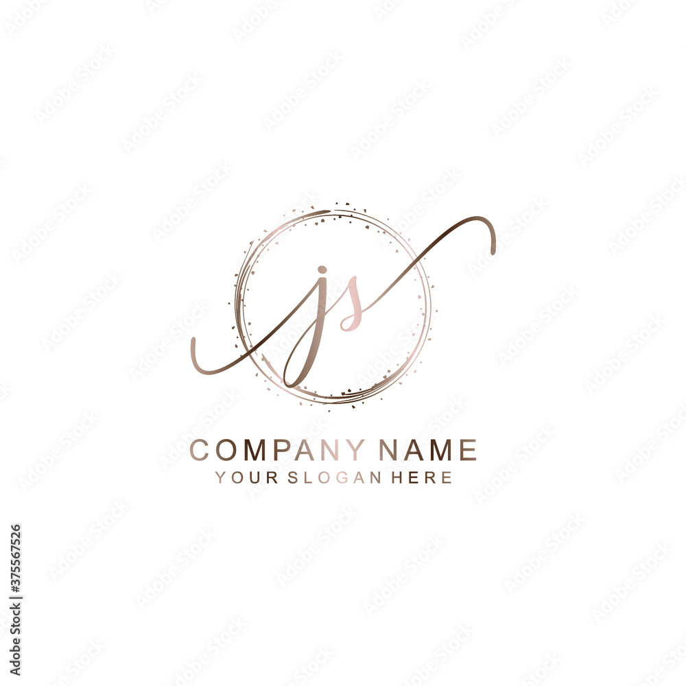JS Initial handwriting logo template vector JS Initial handwriting logo template vector