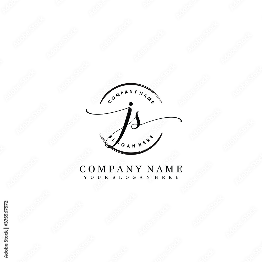 Naklejka premium JS Initial handwriting logo template vector