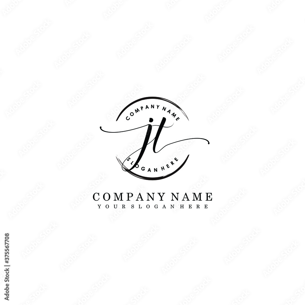 Obraz premium JT Initial handwriting logo template vector