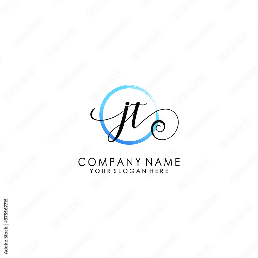JT Initial handwriting logo template vector JT Initial handwriting logo template vector