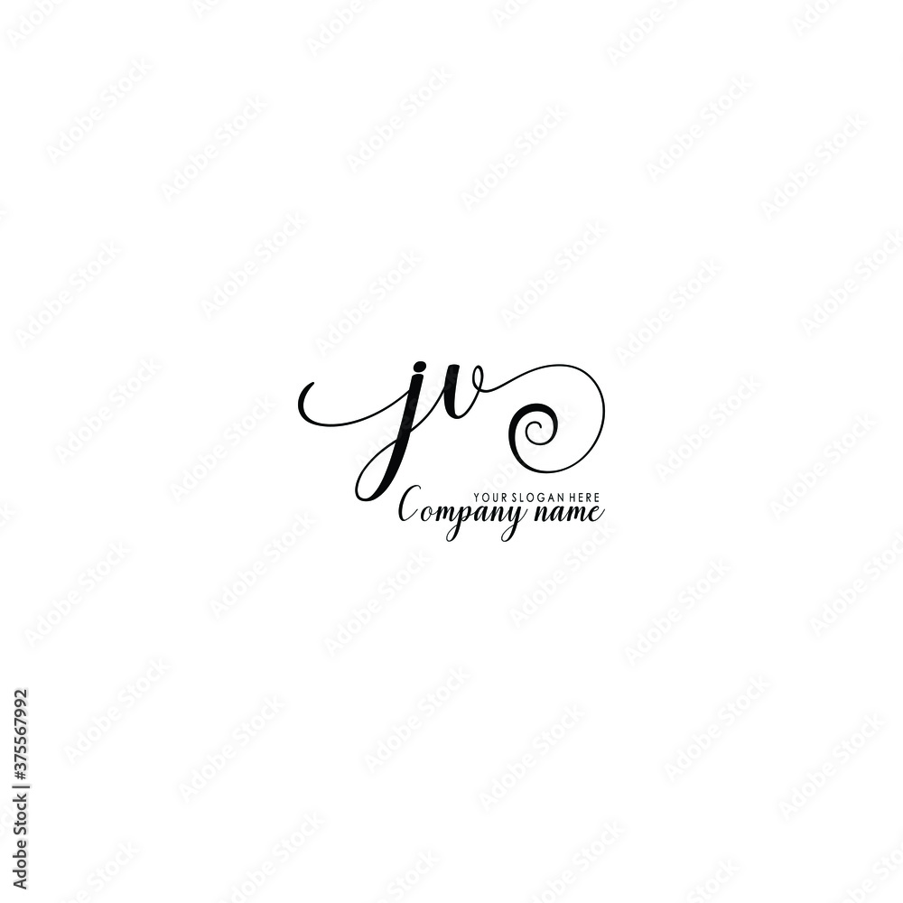 JV Initial handwriting logo template vector