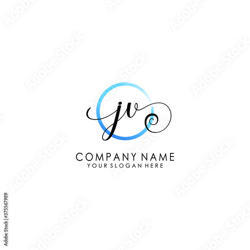 JV Initial handwriting logo template vector