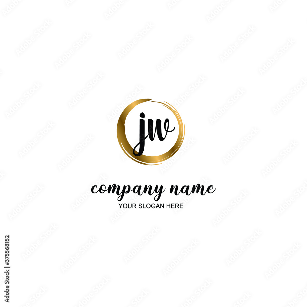 JW Initial handwriting logo template vector JW Initial handwriting logo template vector