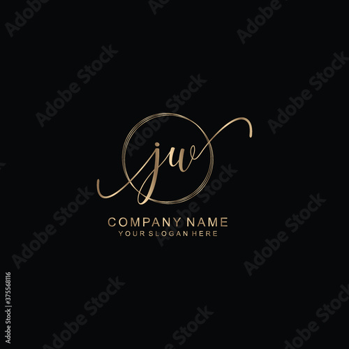 JW Initial handwriting logo template vector