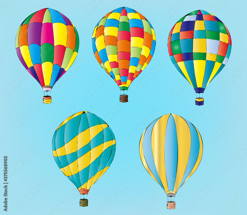 Obraz premium カラフルな手書きの気球のイラスト