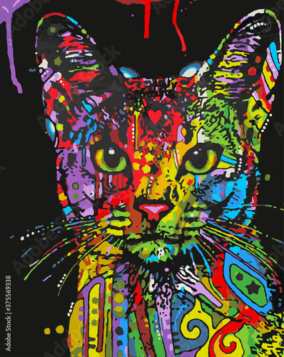 Colorful Paintings. Wild animals in colors. Cat