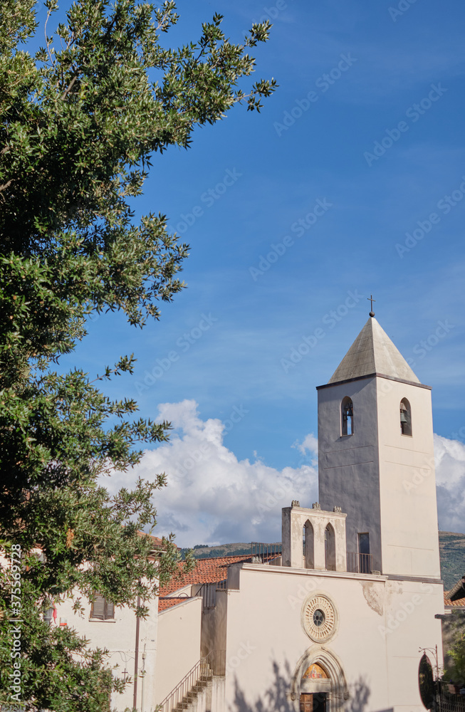 a church in the center of the small country town of Sadali - Sardinia travel attraction.