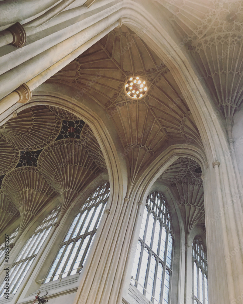 The interior of Bath Abbey in the centre of Bath, Somerset