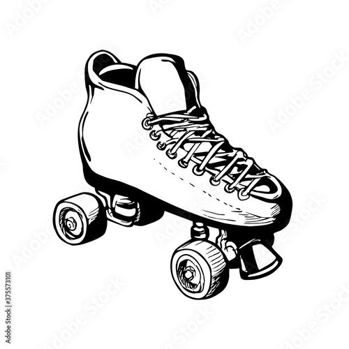 Vintage Woman or Ladies Roller Derby Skates Retro Stencil Black and White
