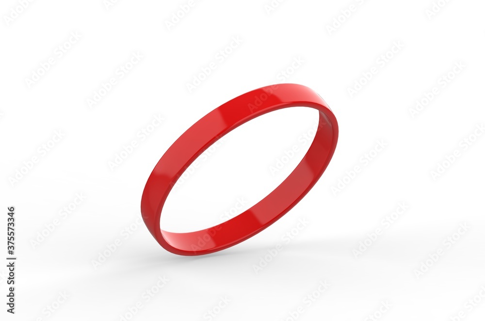 Red silicone wristband mockup template on isolated white background Red silicone wristband mockup template on isolated white background