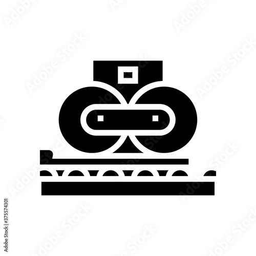 paper pressing system glyph icon vector. paper pressing system sign. isolated contour symbol black illustration