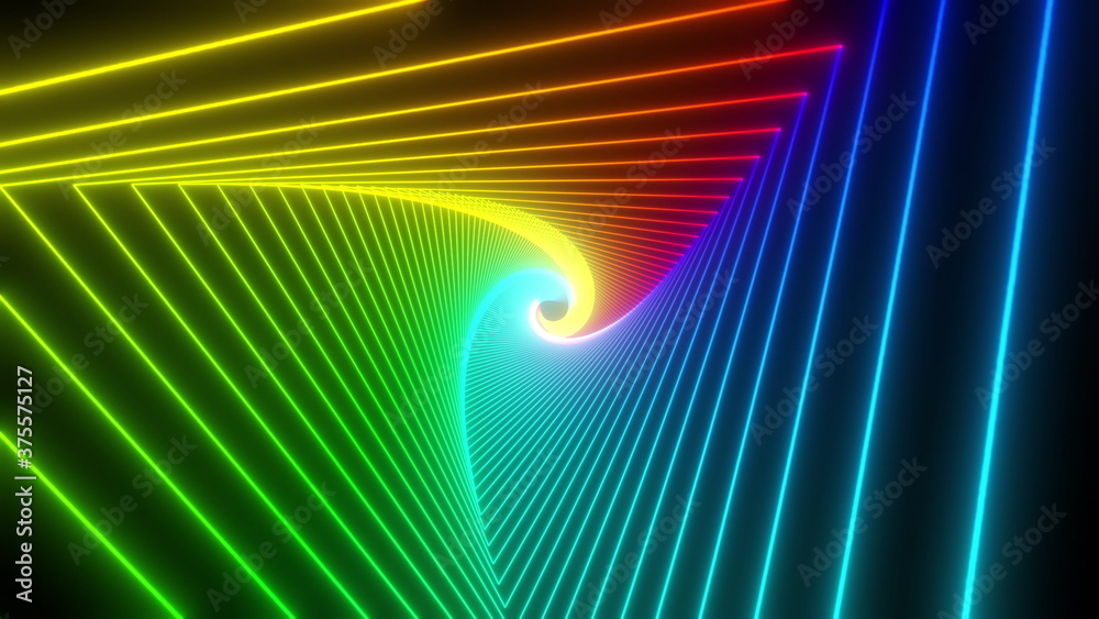 Bright Abstract Neon Multicolor Lines Looped Animation Video Background