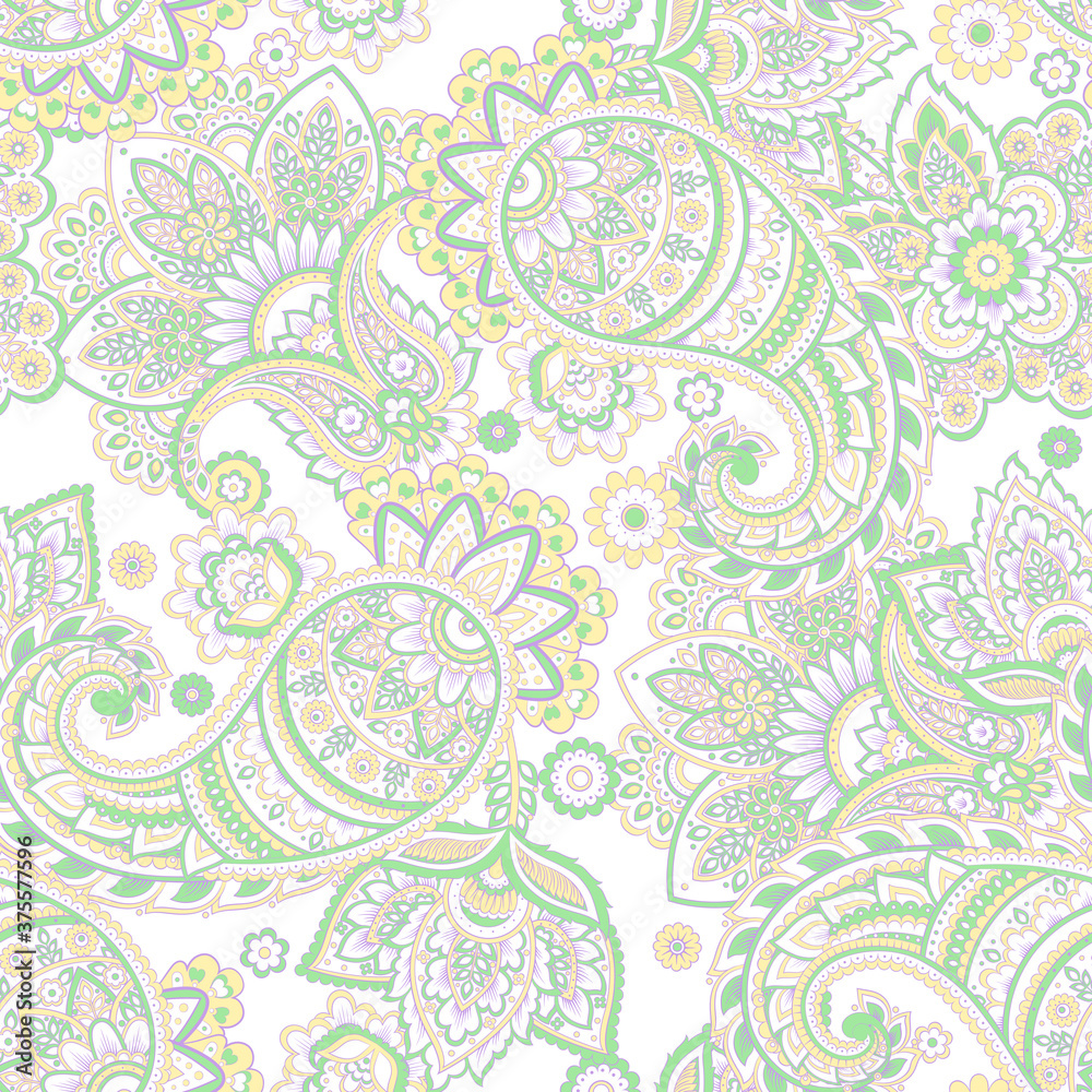 Floral Paisley seamless vector pattern. Vintage background in batik style
