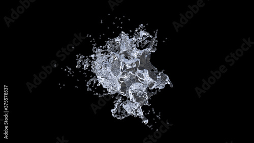 Water Splash on black background. 3d illustration.