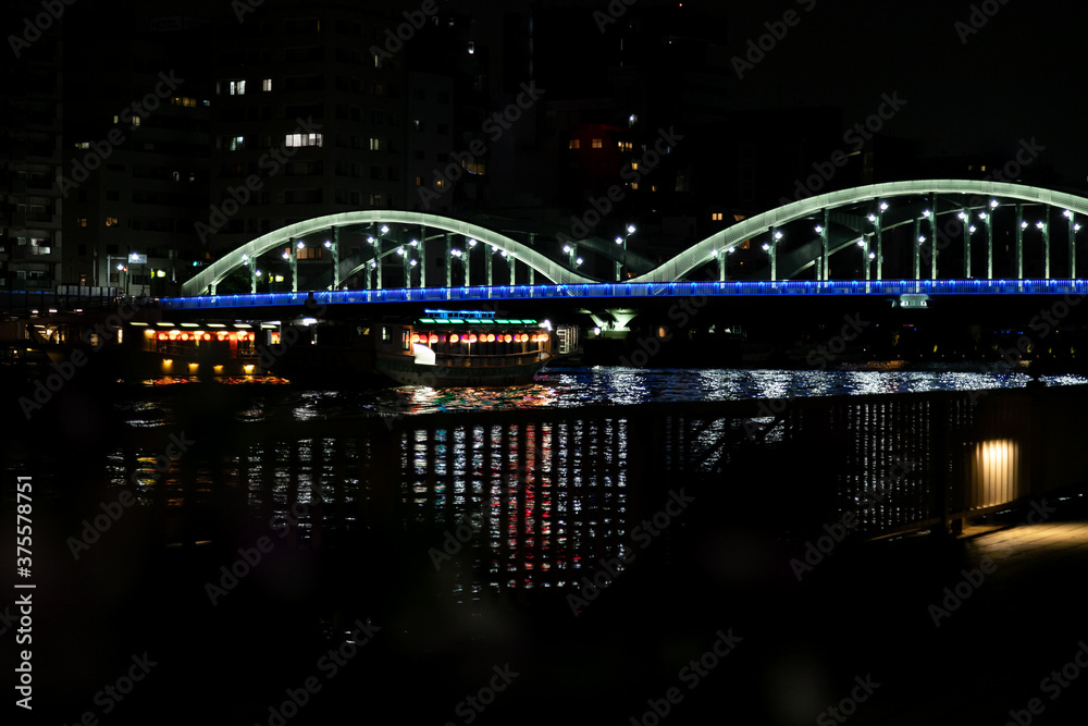 Obraz premium ライトアップされた厩橋 東京都台東区 日本