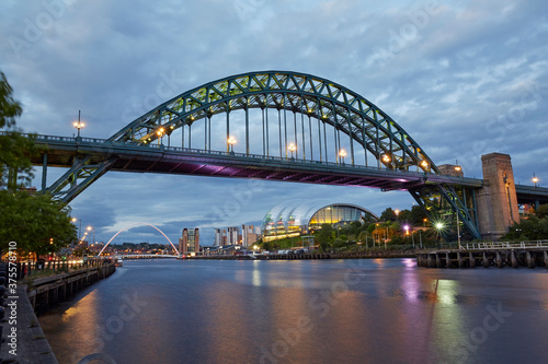 The Tyne Bridge with the Sage arts centre spanning the Tyne between Newcastle and Gateshead © allan