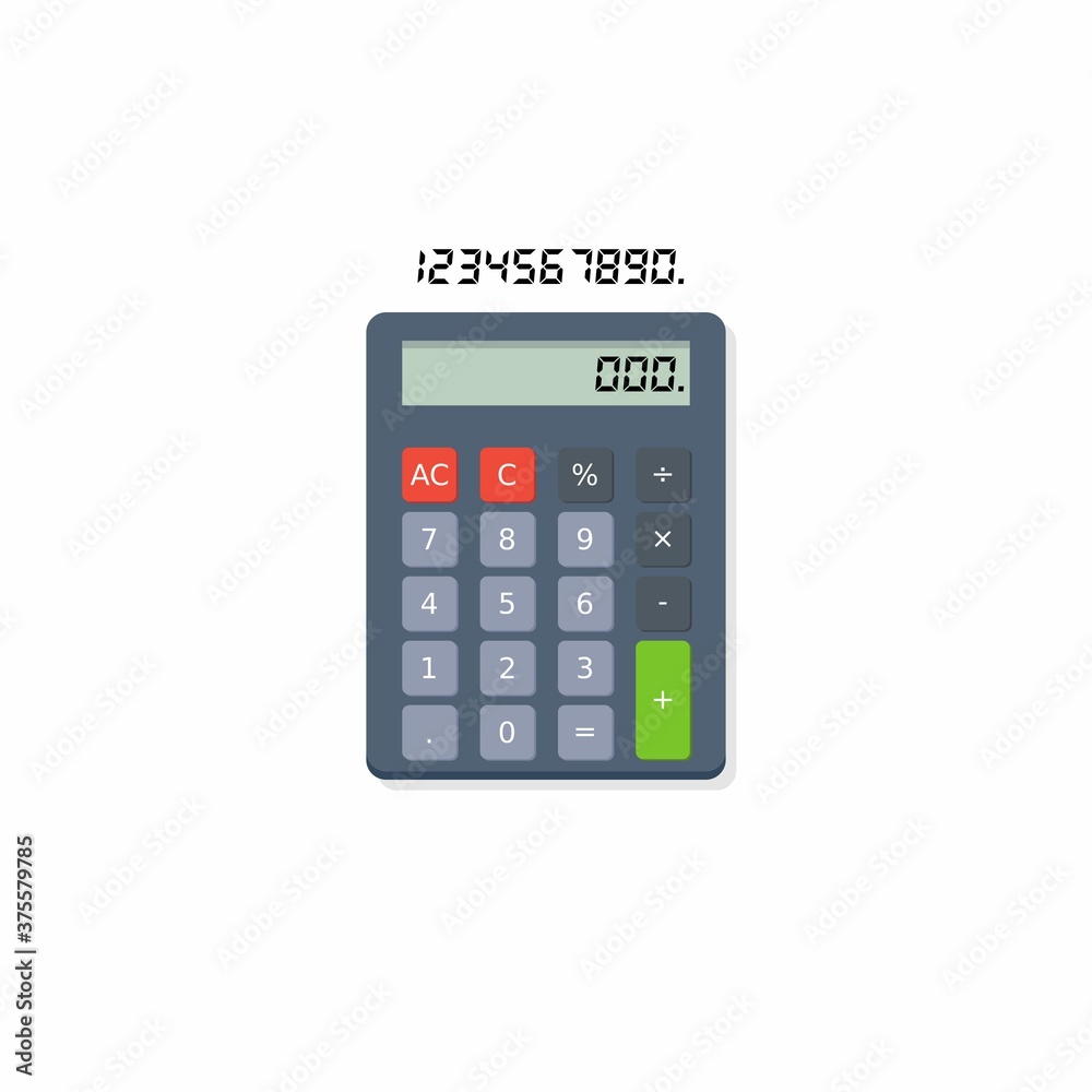 Calculator and Digital number Shadow icon vector isolated. Calculator and Digital number Shadow icon vector isolated.