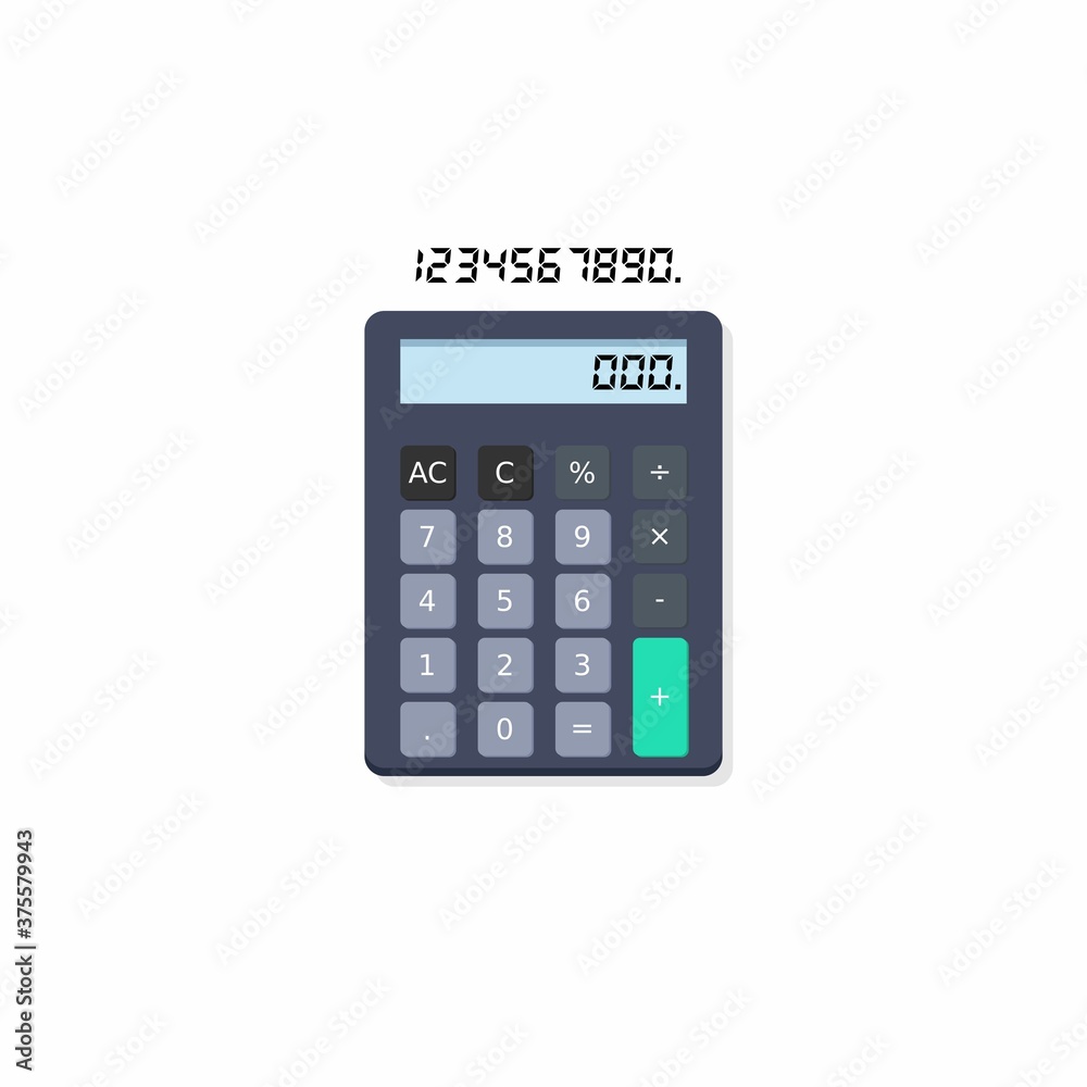 Calculator and Digital number Shadow icon vector isolated. Calculator and Digital number Shadow icon vector isolated.