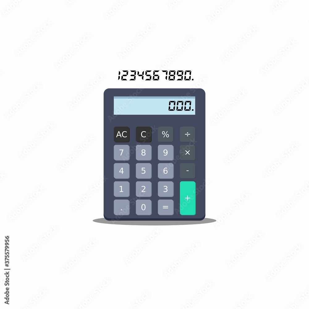 Calculator and Digital number Shadow icon vector isolated. Calculator and Digital number Shadow icon vector isolated.